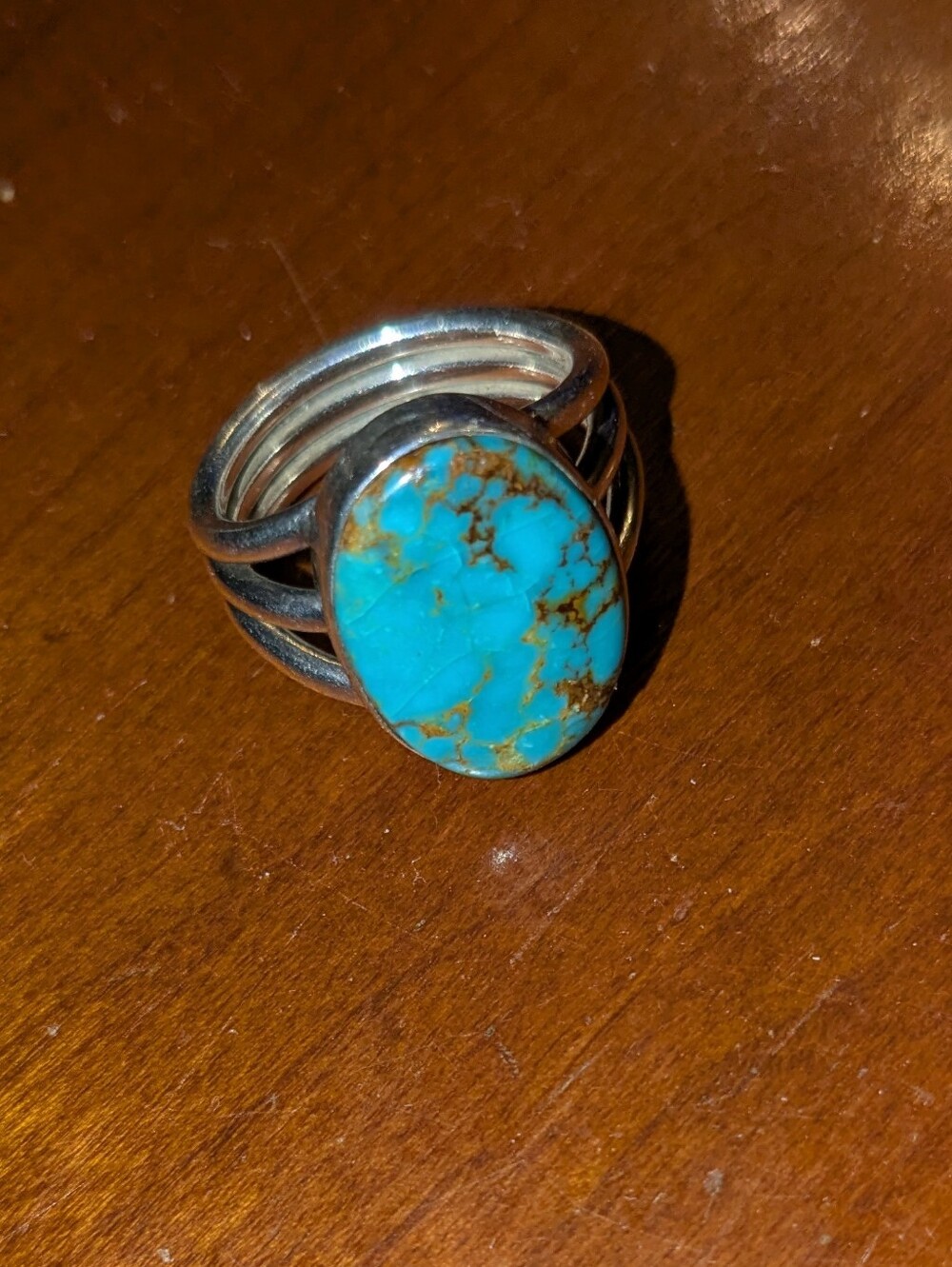 Turquoise Split-Shank Sterling Silver Ring